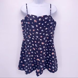 French Connection Blue Floral Shorts Romper/Playsuit Size 10